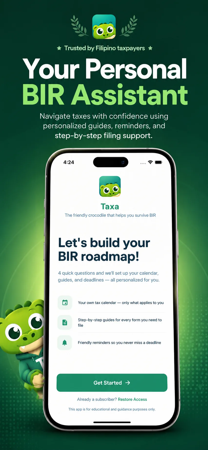 Taxa app: your personal BIR assistant, with a personalized tax calendar, step-by-step guides and deadline reminders